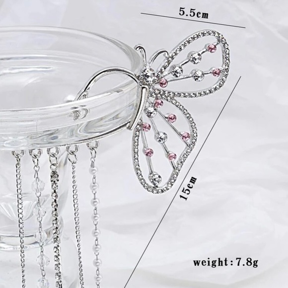 1pc Rhinestone Butterfly & Tassel Ear Wrap - Picture 7 of 7